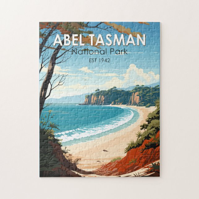 Abel Tasman National Park New Zealand Travel Retro Jigsaw Puzzle (Vertical)