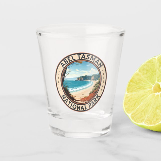 Abel Tasman National Park New Zealand Travel Retro Shot Glass (Front)