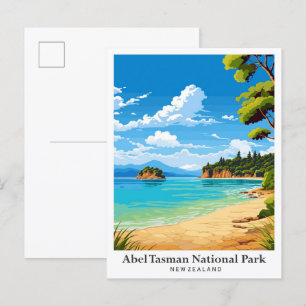 Abel Tasman National Park Travel Illustration Postcard