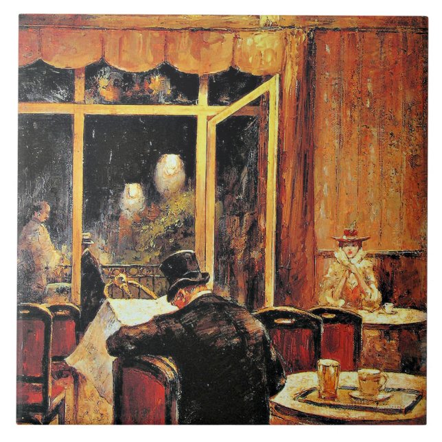Abend im Cafe Bauer by Lesser Ury Ceramic Tile (Front)