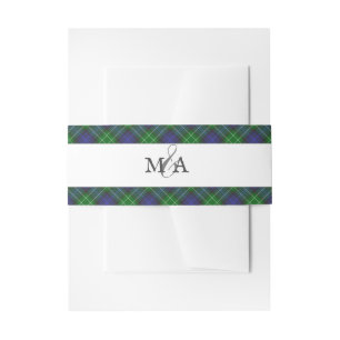 Abercrombie Blue Green Tartan Plaid Scottish Invitation Belly Band