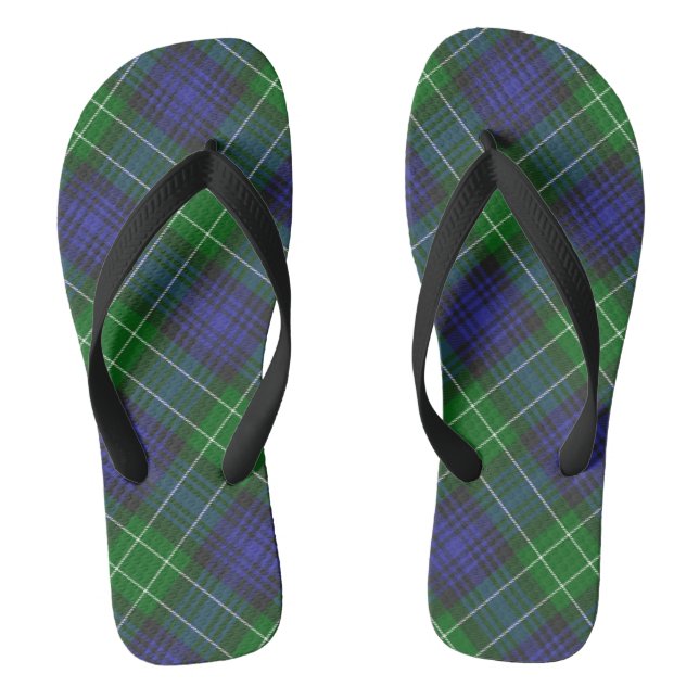 Abercrombie Blue Green Tartan Plaid Scottish Thongs (Footbed)