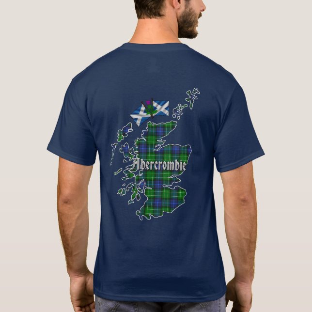 Abercrombie Clan Badge & Tartan Map T-Shirt (Back)