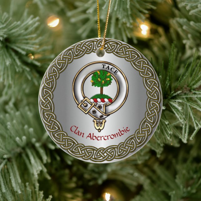Abercrombie Clan Badge/Tartan Thistle Personalised Ceramic Ornament (Tree)