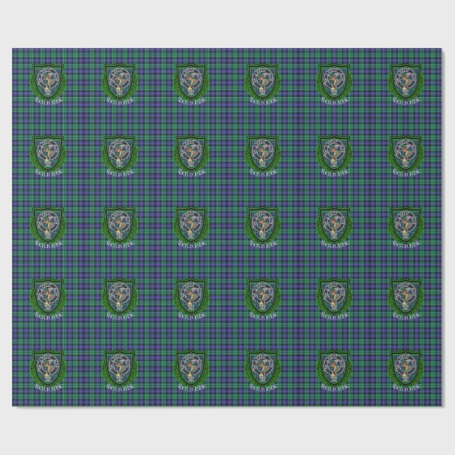 Abercrombie Scottish Clan Tartan & Crest Wrapping Paper (Flat)