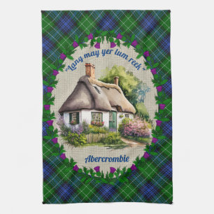 Abercrombie Thatched Cottage & Tartan Personalized Tea Towel