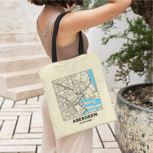 Aberdeen, Scotland City Map Tote Bag