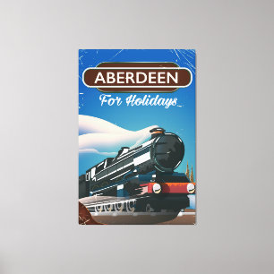 Aberdeen Scotland vintage train travel poster Canvas Print
