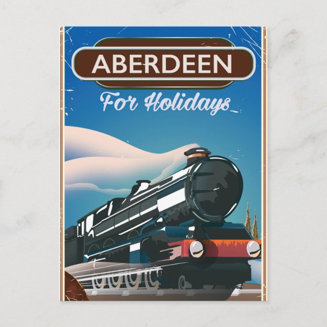 Aberdeen Scotland vintage train travel poster Postcard (Front)