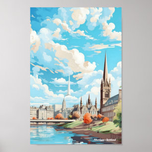 Aberdeen Scotland Vintage Travel  Poster
