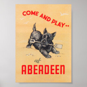Aberdeen Scotland Vintage Travel Poster