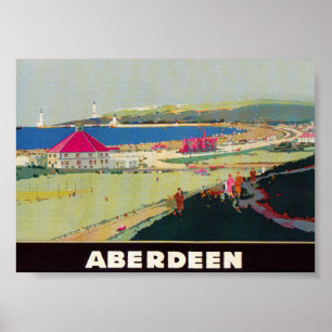 Aberdeen Scotland Vintage Travel Poster