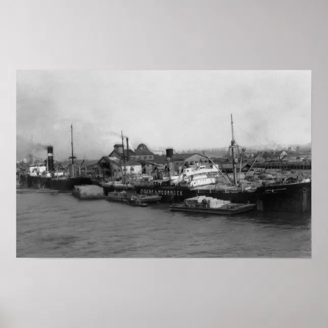 Aberdeen, WA - View of Waterfront and Shipping Poster | Zazzle