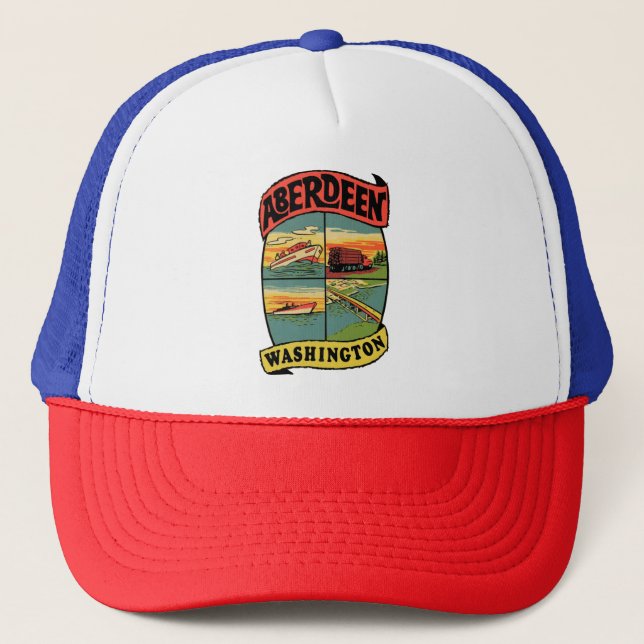 Aberdeen Washington Vintage Travel    Trucker Hat (Front)