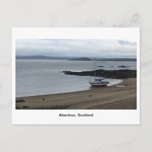 Aberdour Harbour - Boat on the Beach Postcard (Front)