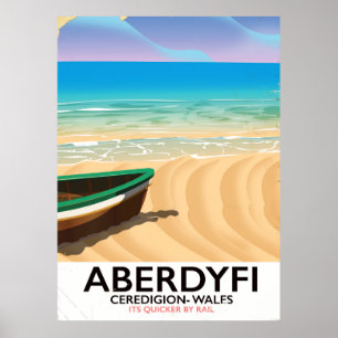 Aberdyfi, Ceredigion Wales vintage travel poster