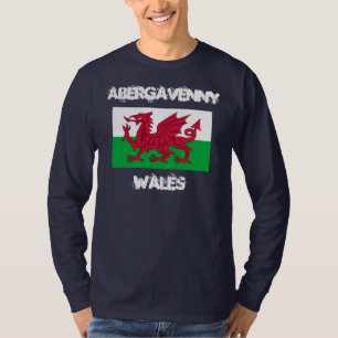 Abergavenny, Wales with Welsh flag T-Shirt