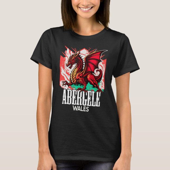 Abergele Wales Welsh Flag Y Ddraig Goch Dragon T-Shirt (Front)