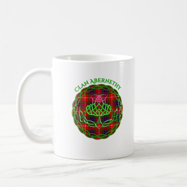 Abernethy Scottish Tartan Celtic Thistle Coffee Mug (Left)