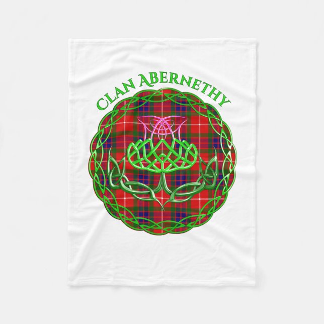 Abernethy Scottish Tartan Celtic Thistle Fleece Blanket (Front)