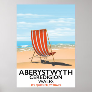 Aberystwyth Wales seaside travel poster
