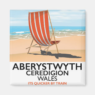Aberystwyth Wales seaside travel poster Magnet