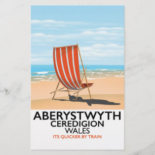 Aberystwyth Wales seaside travel poster Stationery