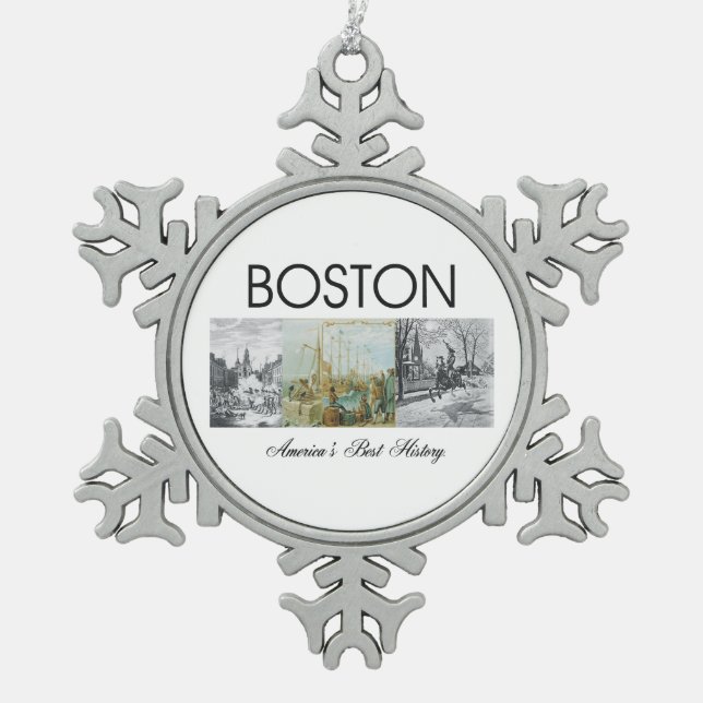 ABH Boston Snowflake Pewter Christmas Ornament (Front)