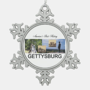 ABH Gettysburg Snowflake Pewter Christmas Ornament