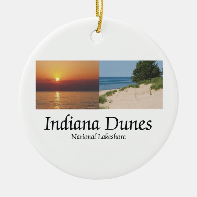 ABH Indiana Dunes Ceramic Tree Decoration (Front)