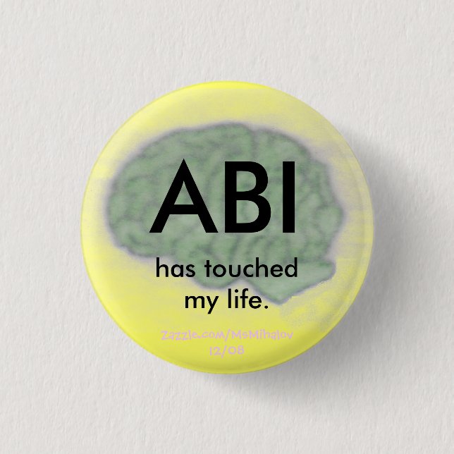 "ABI has touched my life" button (Front)
