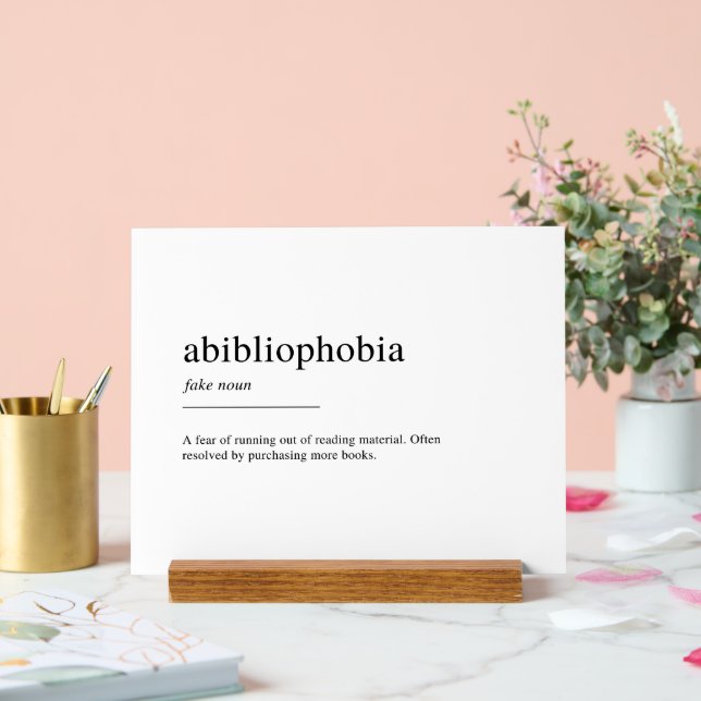 Abibliophobia definition acrylic sign (Wedding)