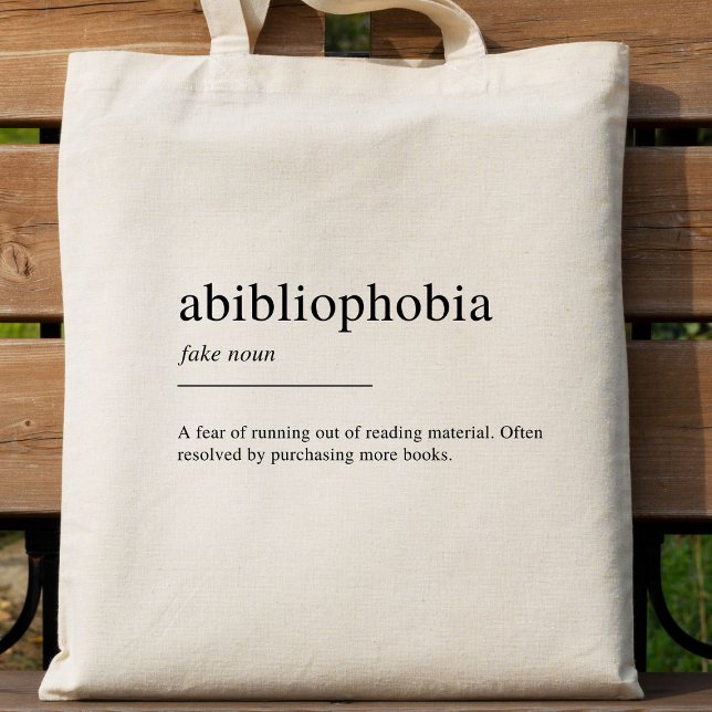 Abibliophobia definition tote bag (Creator Uploaded)