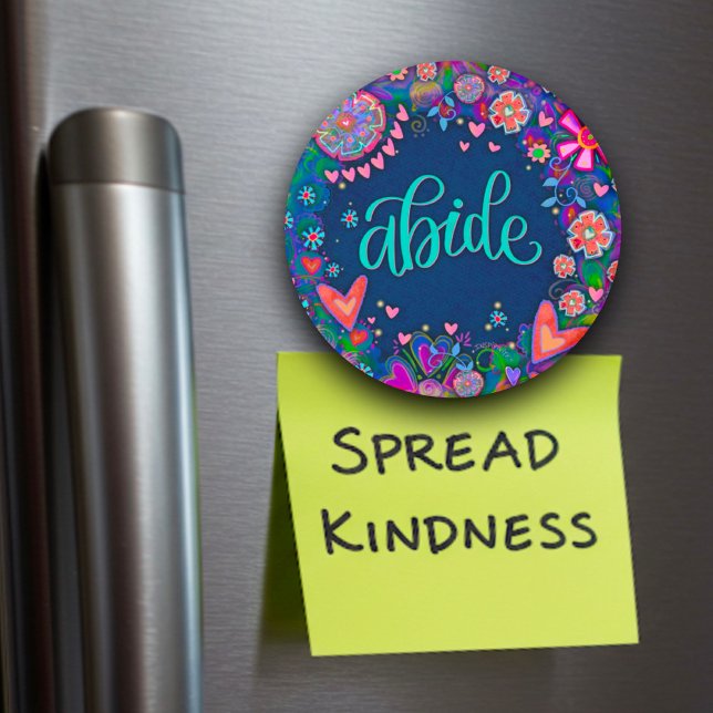 Abide Blue Hearts Fun Floral Modern Inspirivity Magnet (Creator Uploaded)