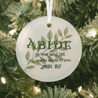 Abide In Me Christian Glass Tree Decoration