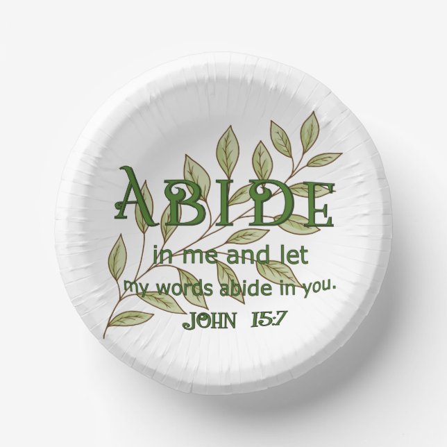 Abide In Me Christian Paper Bowls Plate (Front)