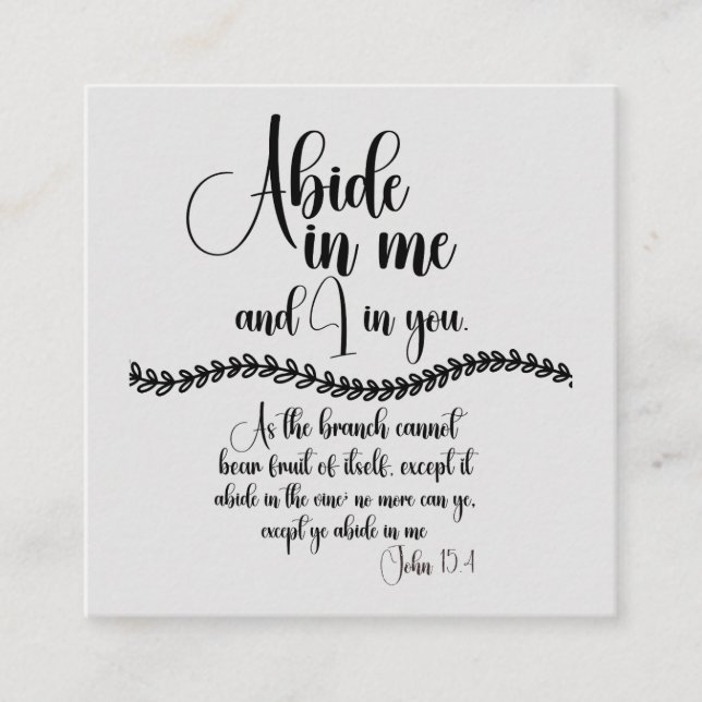 Abide in Me KJV Bible Verse Reminder Enclosure Card (Front)