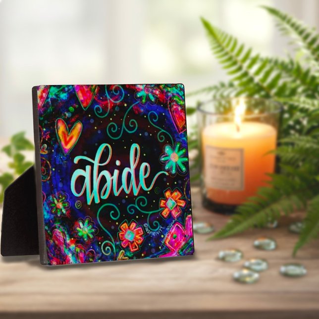Abide Pretty Floral ONE WORD Inspirivity Plaque (Creator Uploaded)