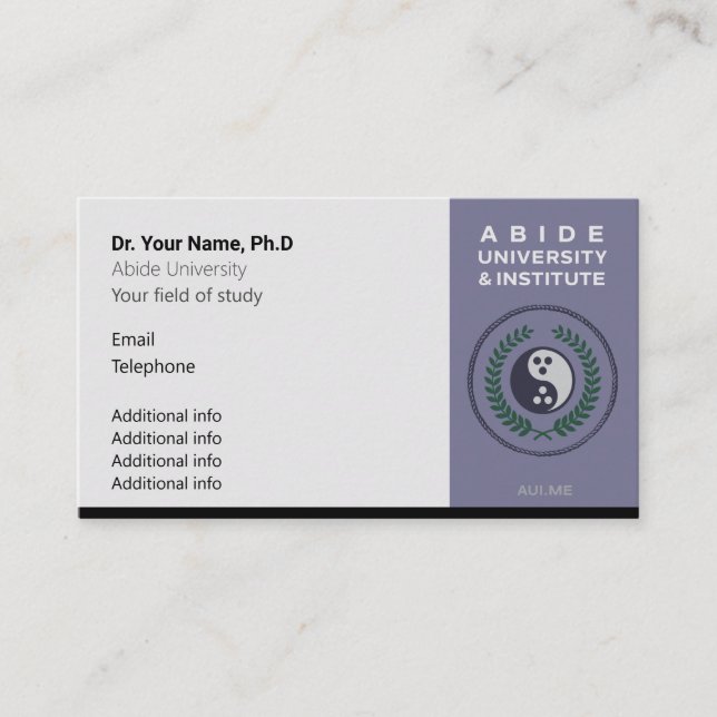Abide University Business Cards (Front)