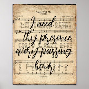Abide with Me Scripted Hymn Print