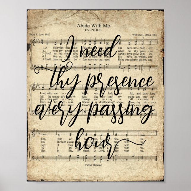 Abide with Me Scripted Hymn Print (Front)