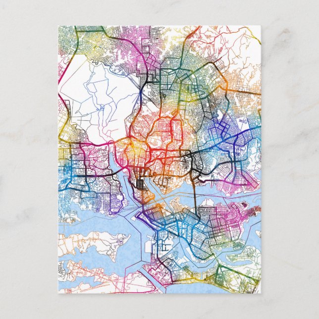 Abidjan Côte d'Ivoire City Map Postcard (Front)