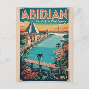 Abidjan Côte d'Ivoire Retro Travel Poster Art Postcard