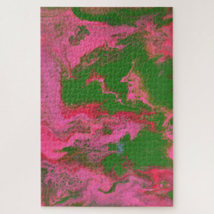 Abigail 2 Crazy Pink Green Abstract Puzzle