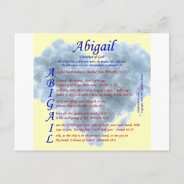 Abigail Acrostic Postcard Zazzle