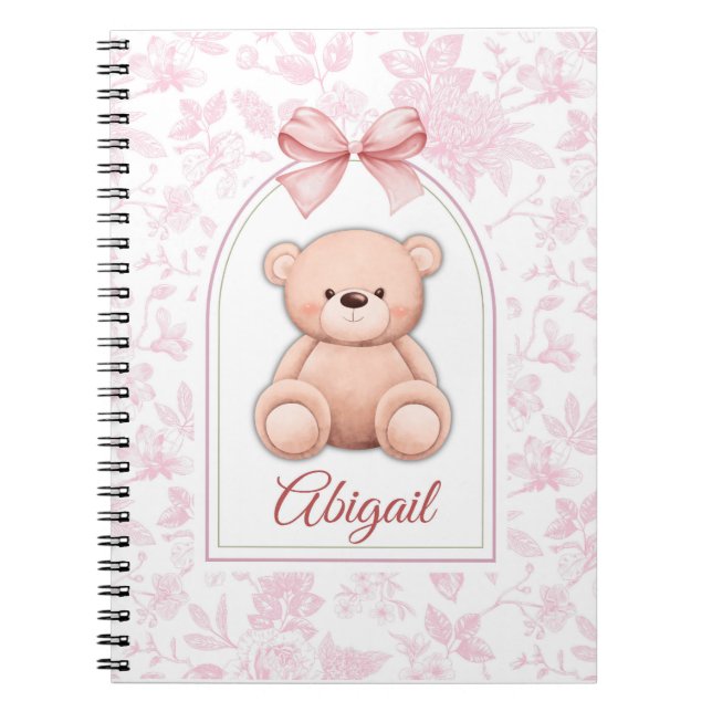 Abigail | Custom Pink Teddy Bear Nursery Design  Notebook (Front)