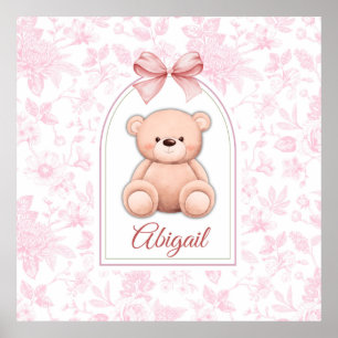 Abigail   Custom Pink Teddy Bear Nursery Design  Poster