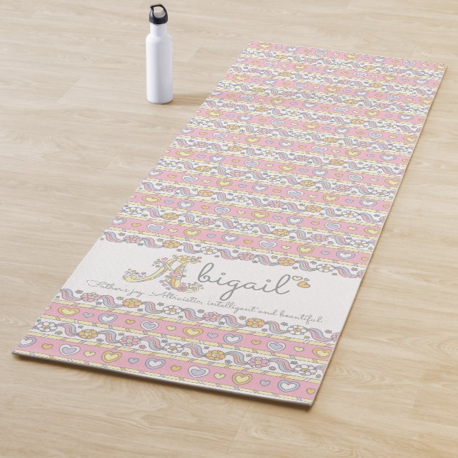 Abigail name meaning pink yellow yoga mat (In Situ)
