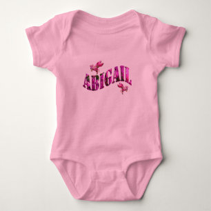 Abigail Name With Unicorns, Baby Bodysuit