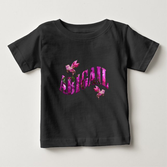 Abigail Name With Unicorns, Baby T-Shirt (Front)